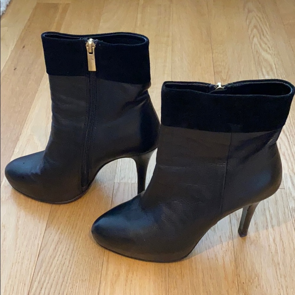 Black leather platform booties